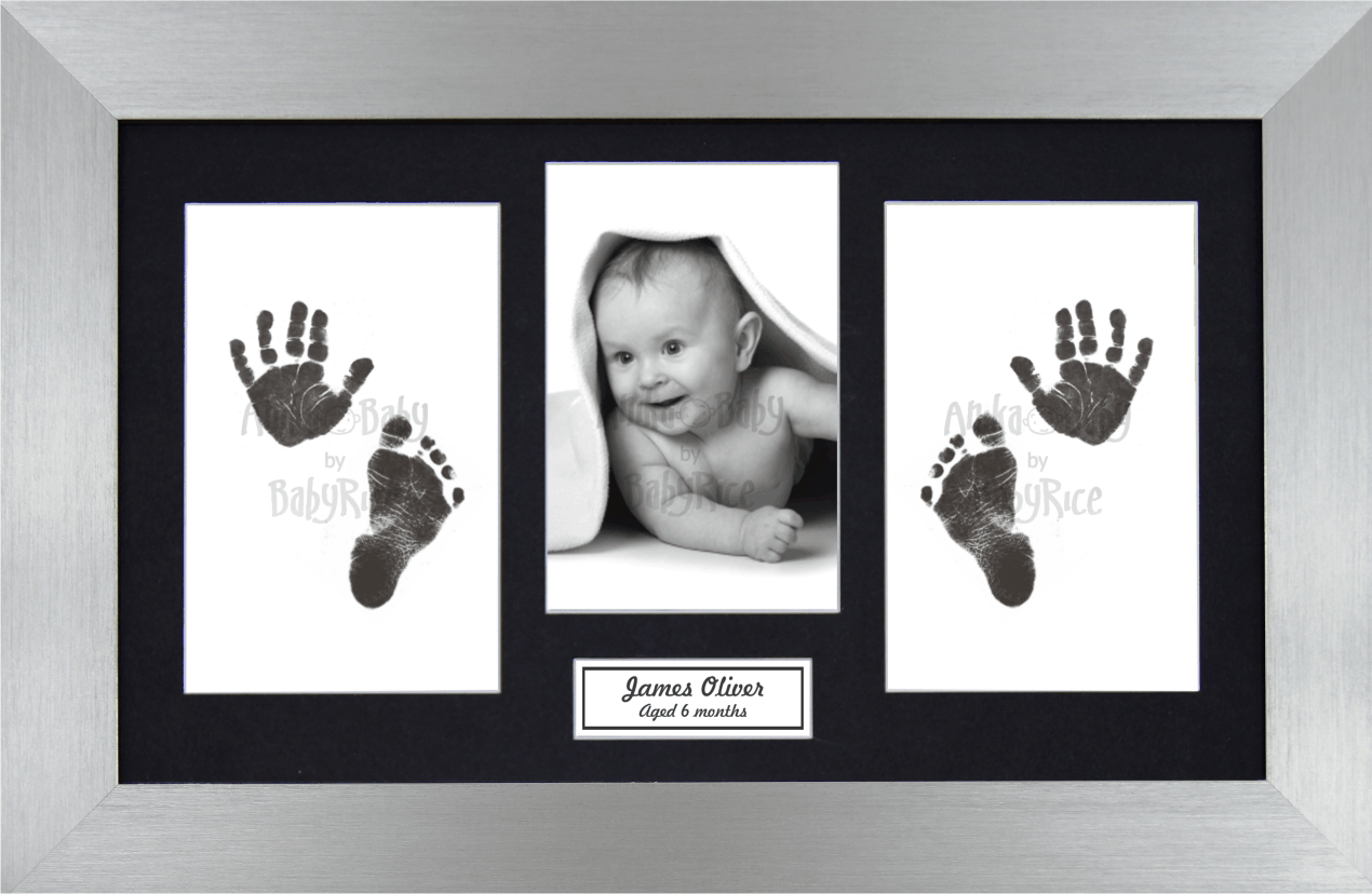 New Baby Boy Girl Keepsake Gift Hand Footprint Inkless Prints Kit Pewter Frame